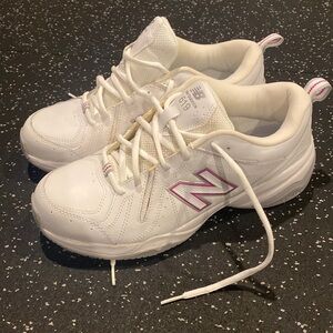 New Balance White and Pink Sneakers